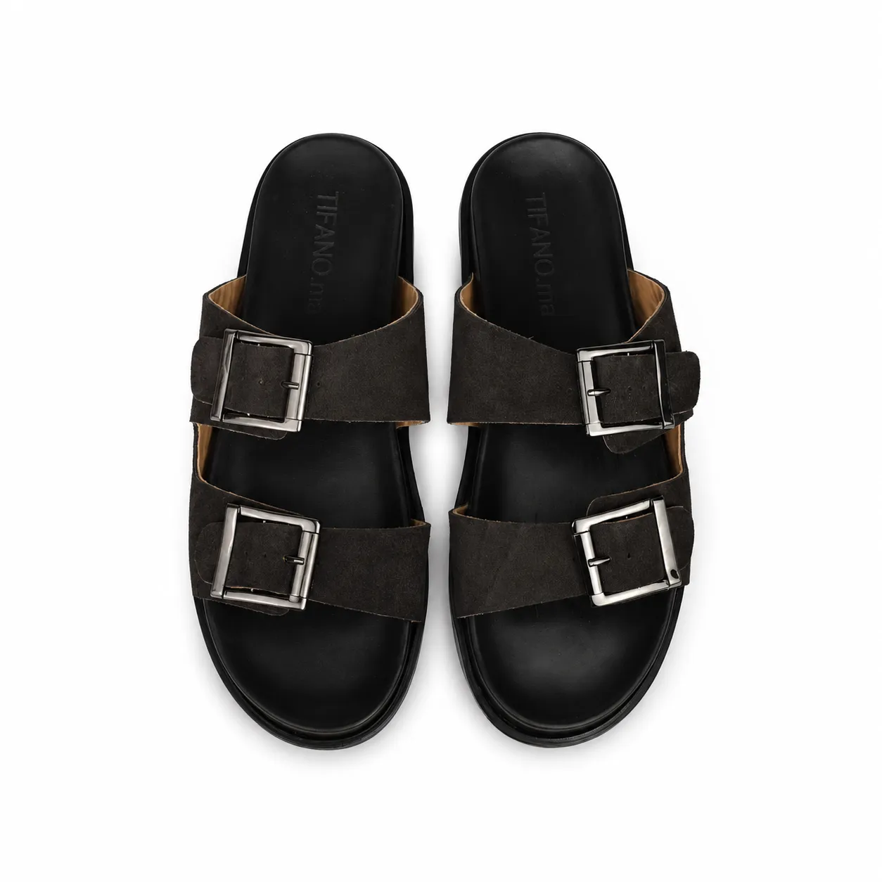 Sandale pour homme h02-1 marron daim miniature